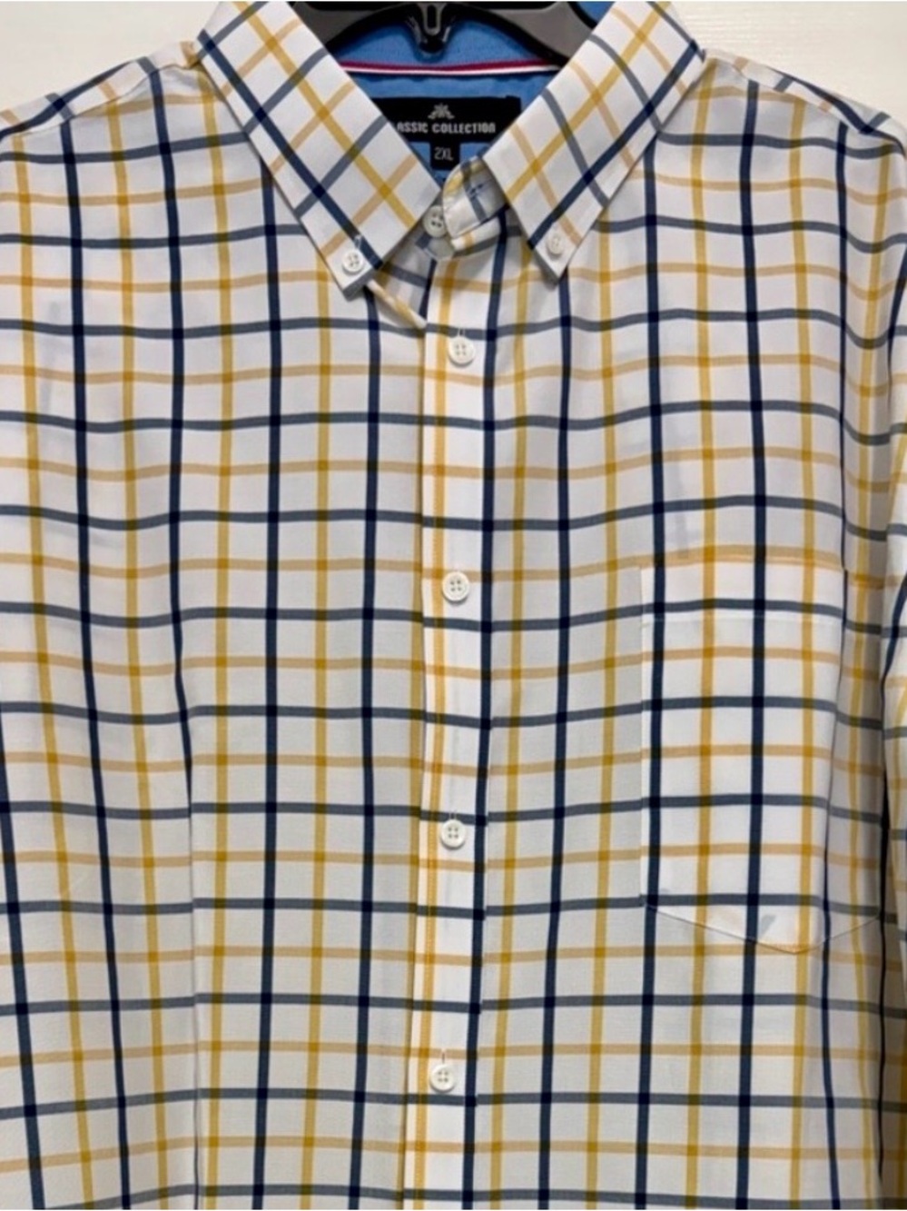Men’s Plaid Button-Down LS Shirt 2XL